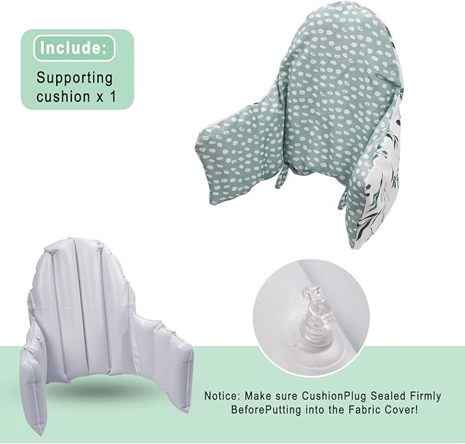 High Chair Cushion, for IKEA High Chair Cushion, Cushion High Chair, for IKEA Highchair Cushion for IKEA Antilop Highchair, Built-in Inflatable Cushion, Baby Sitting More Comfortable (Fresh Leaf)