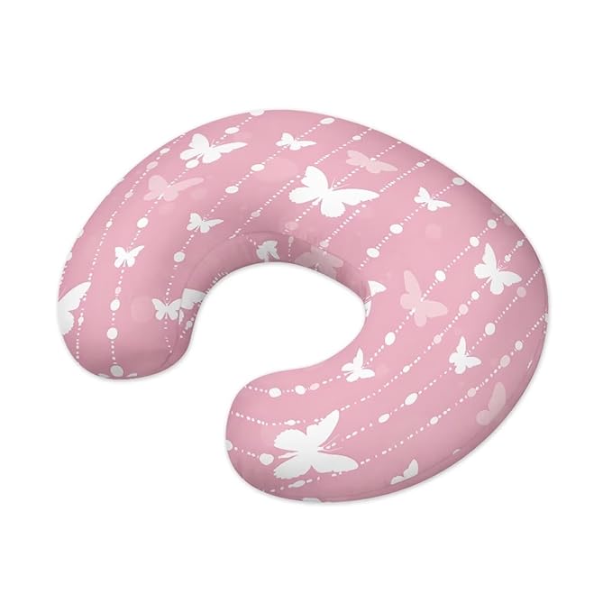 Pink Butterfly Dot Easter Nursing Pillow Cover for Baby Boy Girl Slipcover for Breastfeeding Pillows, Soft and Stretchy Safely Breastfeeding Pillow Cover Breathable and Washable
