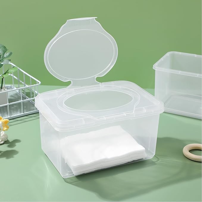 Ciieeo Portable Baby Wipes Dispenser Box 3 Pack Wet Tissue Holder with Lid - Compact Storage Container for Home Travel and Nursery