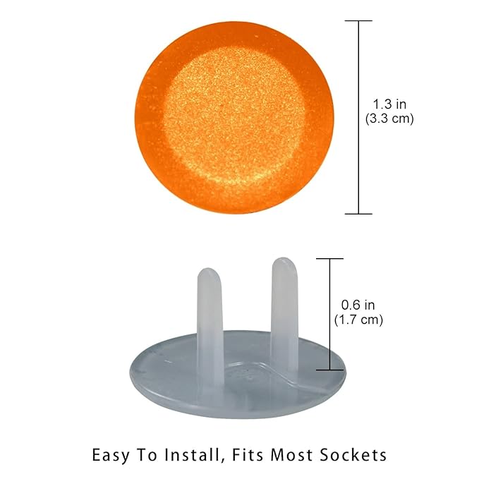 Pure Dark Orange Color Pattern Outlet Plug Covers - 12/24 Pack Safety Electrical Plug Protectors