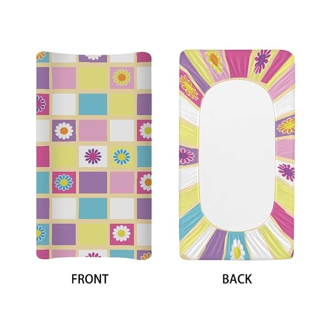 Daisy Checkered Changing Pad Cover for Baby Girls Boys Comfort Diaper Change Table Pad Covers Soft Changing Pad Sheets