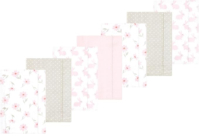 Luvable Friends Hudson Baby Flannel Burp Cloths 7pk, Sweet Honeycomb Pink