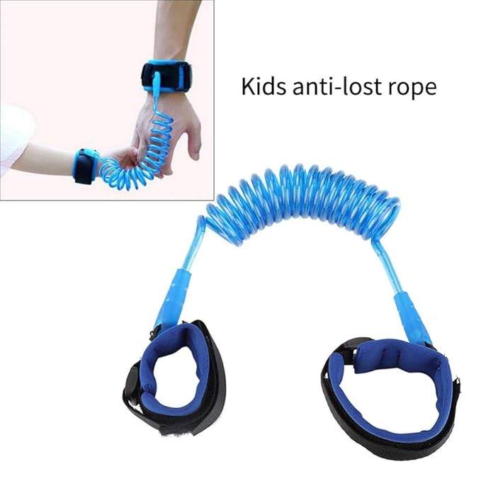 Anti Lost Wrist Link, Kids Anti Lost Rope Elastic Adult Children Wristband Safety Link Walking Harness Rope for Toddlers Babies(Blue)