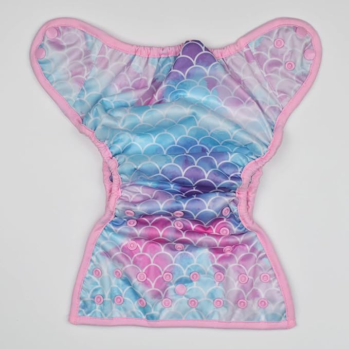 Baby Diaper Cover Nappy One Size 8lbs to 36lbs (Scales Blue Pink)