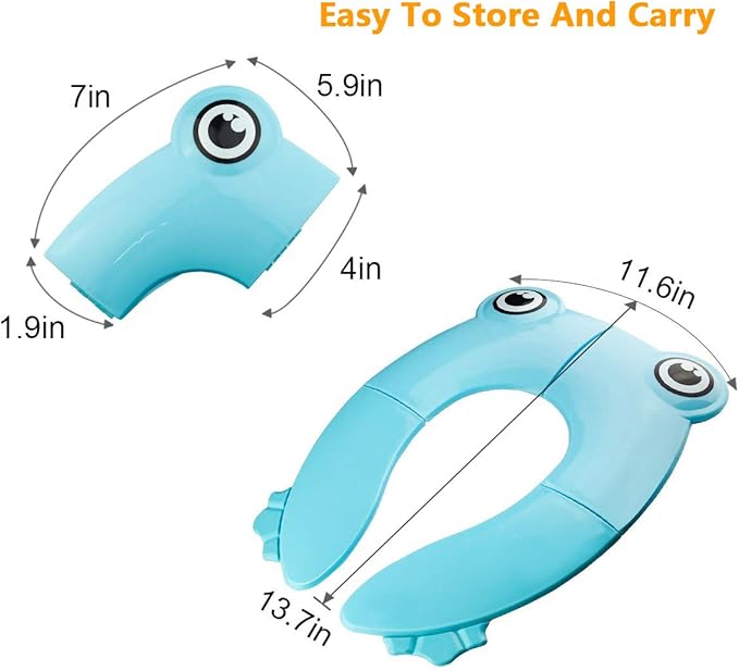 Folding Large Non-Slip Potty Training Seat for Boys and Girls, Travel Portable Reusable Toddlers Toilet Seat Covers Liners Fits Round & Oval Toilets with Carry Bag