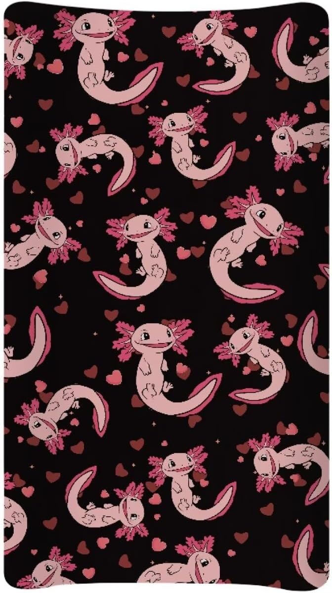Axolotl Changing Pad Cover Washable Stretchy Diaper Changing Mat Cover Lightweight Waterproof Universal Tray Table Mat Cozy