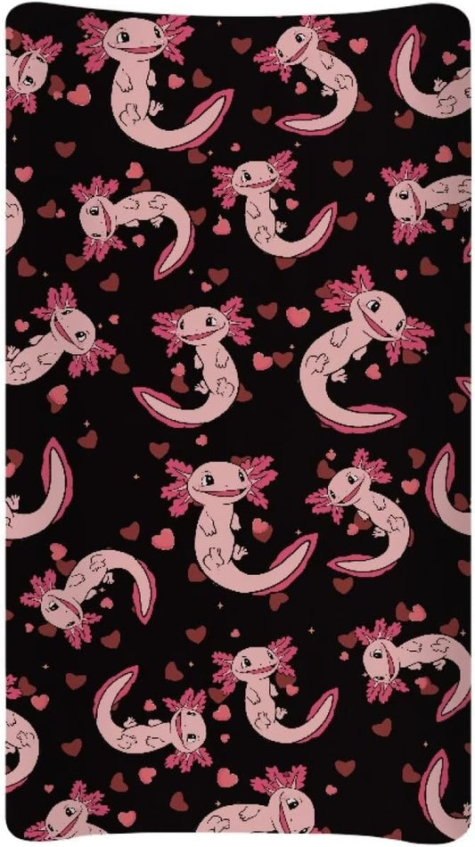Axolotl Changing Pad Cover Washable Stretchy Diaper Changing Mat Cover Lightweight Waterproof Universal Tray Table Mat Cozy