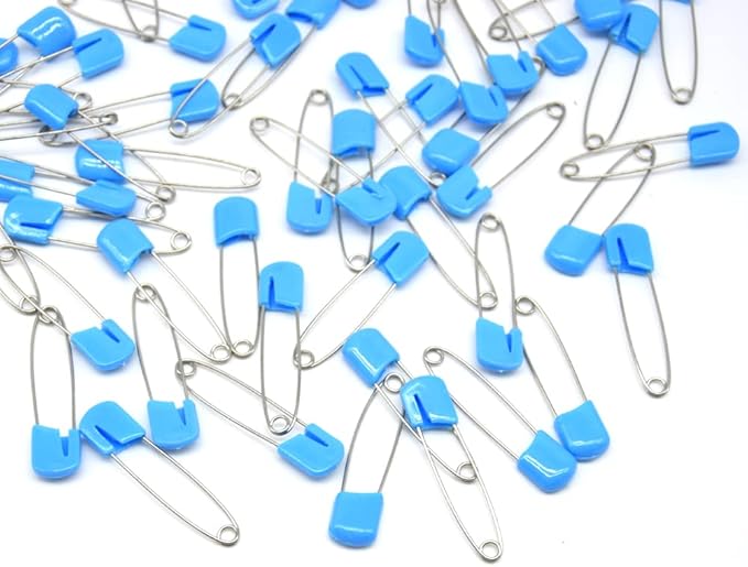 50 PCS Safety Pin 54mm/2.2in Baby Diaper Pins for Cloth Plastic Head Baby Pins for Diapers Stainless Steel Cloth Pins with Locking Closures Nappy Pin for Crafts（DT/Blue）