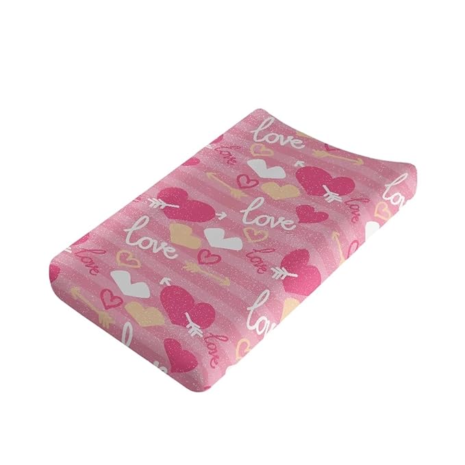 Love Heart Changing Pad Cover for Baby Girls Boys Comfort Diaper Change Table Pad Covers Soft Changing Pad Sheets