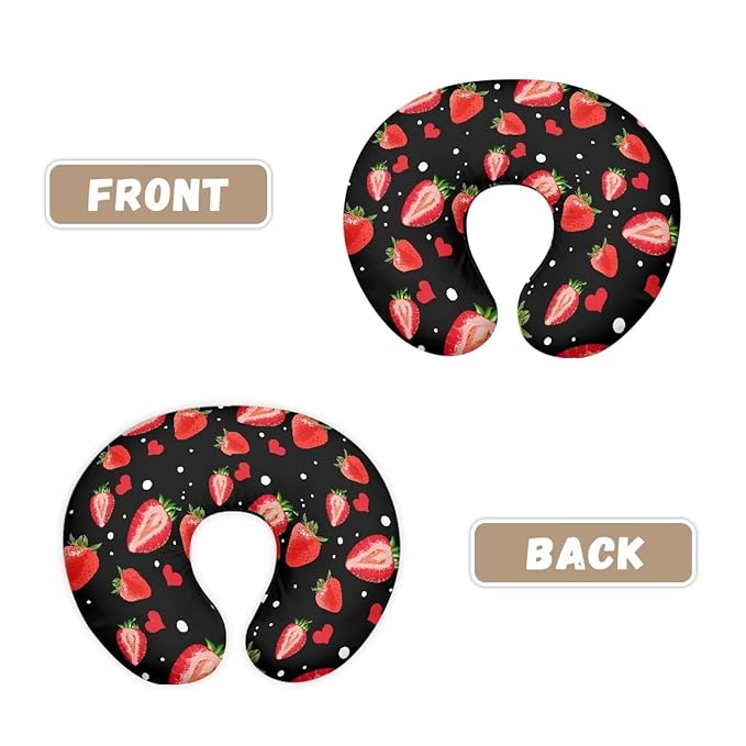 Strawberry Print Washable Nursing Covers for Bottle or Breastfeeding Support Pillows Dustproof Ultra Soft Pillow Covers with Hidden Zipper for Home Car Sofa Decor