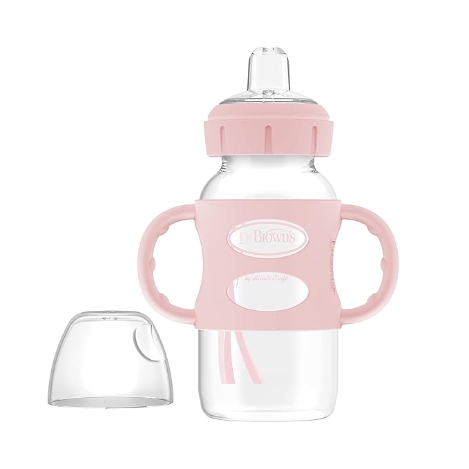 Dr. Brown's Milestones Wide-Neck Sippy Spout Bottle with 100% Silicone Handles & Milestones Narrow Sippy Spout Bottle with 100% Silicone Handles