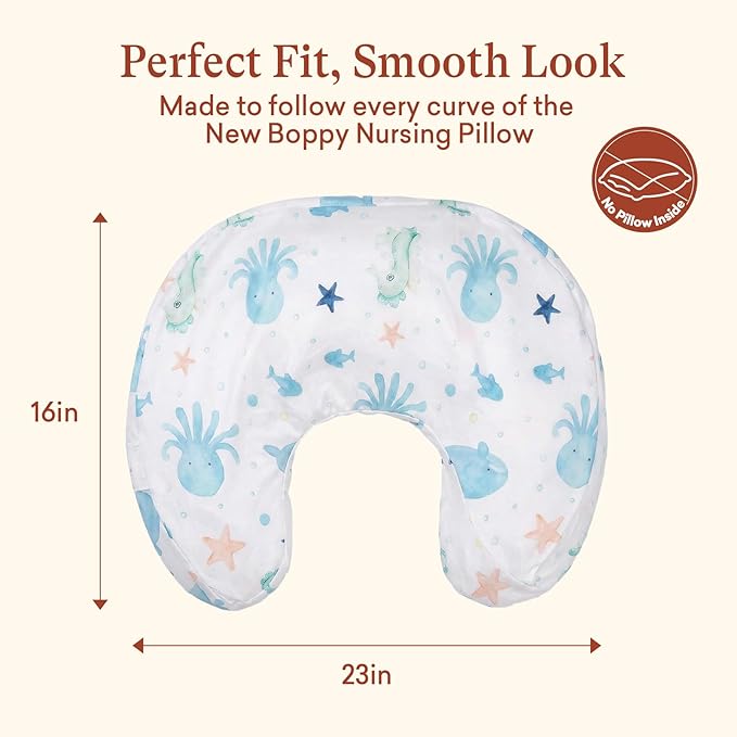 3-Pack Nursing Pillow Cover Compatible with New Boppy Nursing Pillow - Soft Stretchy Microfiber Feeding Pillow Cover, Washable Slipcover for Breastfeeding & Bottle Feeding (Cover Only)