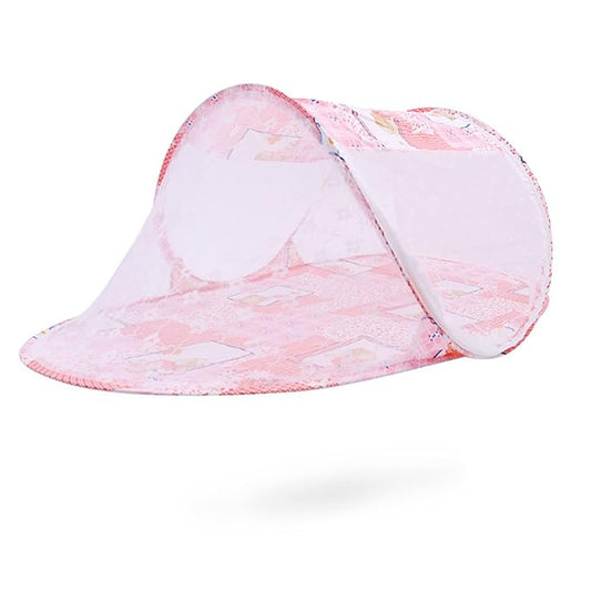 Baby Crib Net Tent, Zipper Closure Folding Portable Breathable Baby Bed Net Cover for Infant (Pink)