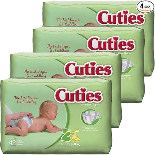 Cuties Baby Diapers, Size 2, 168 Count