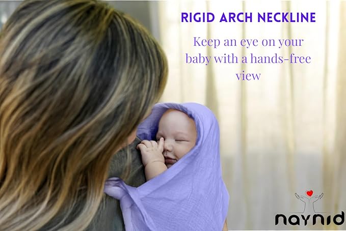 Nursing Cover – 100% Cotton Muslin, Snap Buttons, Rigid Neckline, Lightweight, Breathable, with Carry Pouch