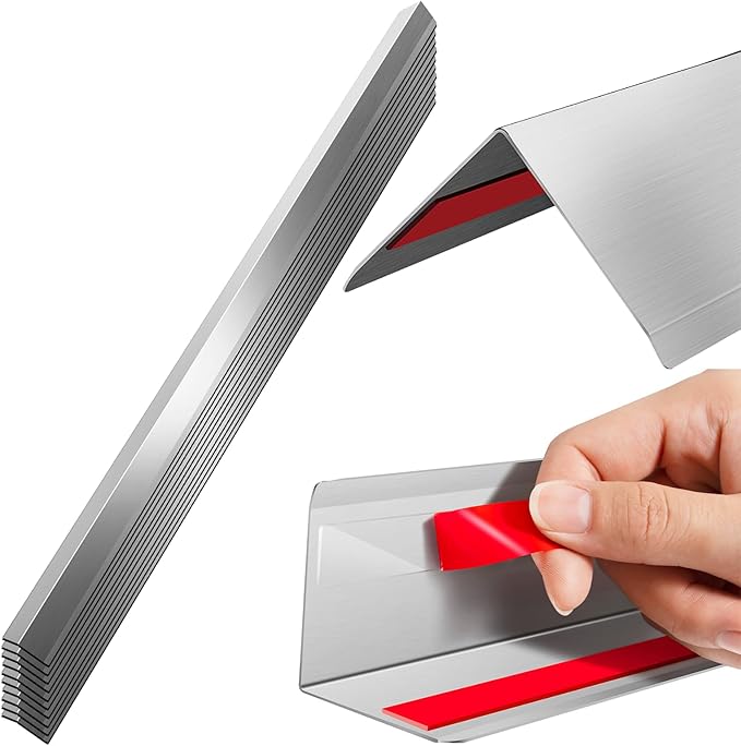 Premium Stainless Steel Corner Guards – 2"x2"x48" (10-Pack) Heavy Duty Metal Corner Protector for Walls, 90-Degree L-Shape Wall Corner Protector with Rounded Safety Edges for Home, Office & Hospital