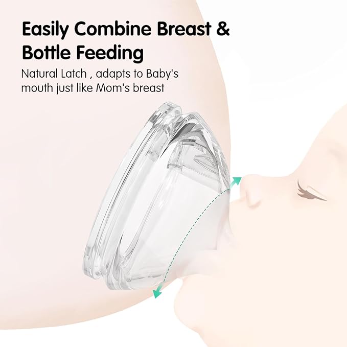 Aynmer Natural Flow Baby Bottle Silicone Nipple，0+ Months, 4 Counts (L)