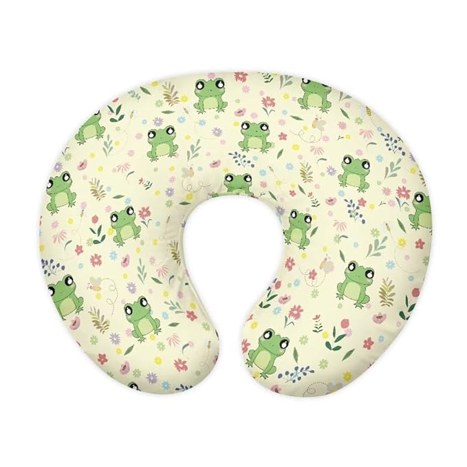 Jeiento Wild Floral Nursing Pillow Covers Flowers Cute Frog Premium Quick-Dry Pillowcase Fabric Cover Fits The Original Support for Breastfeeding