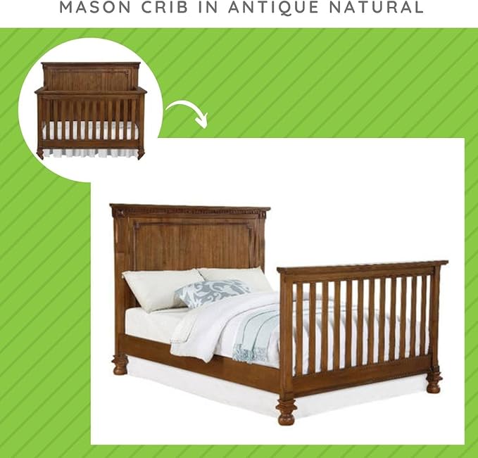 Full-Size Conversion Kit Bed Rails for Viv + Rae Convertible Cribs - Solid Wood Rail - Toddler and Adult Bed Rail for Full-Size Beds - Essential Nursery & Baby Furniture (Antique Natural, Option 3)