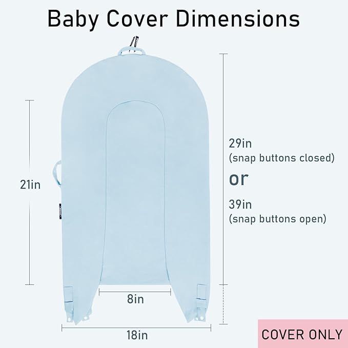 Organic Replacement Cover with Waterproof Pad | Premium Quality Spare Cover Certified Organic Cotton | Protects Against leaks | [Fits Dockatot Deluxe + Docks] (Cover Only) (Baby Blue)