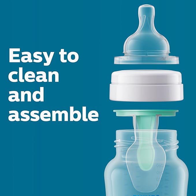 Philips Avent Anti-Colic Bottle with AirFree Vent,9oz,with Flow 2 Nipples,1m+,Blue,SCY703/24,(Pack of 24)