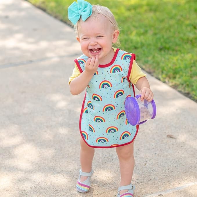 BapronBaby Eric Carle Rainbow Caterpillar Bapron - No Neck Tie Safer Bib for Baby & Toddler - Soft Waterproof Stain Resistant - Machine Washable - Sz Baby/Toddler 6m-3T