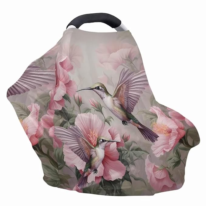 Coldinair Hummingbird Multifunctional Nursing Cover Multi Use Cover for Baby Floral Car Seat Canopy Shopping Cart Cover,Stroller Cover