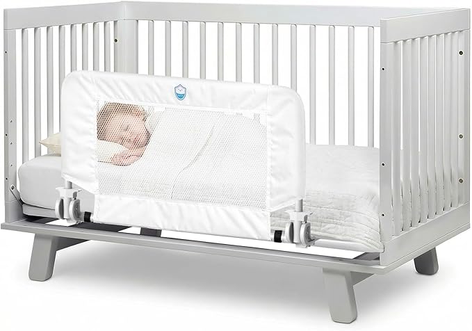 Salcod 43inch Universal Swing Down Crib Rail Guard, Convertible Crib Bed Rail for Toddlers, with Reinforced Wing Nut Safety System, Compatible with All Major Brand of Crib