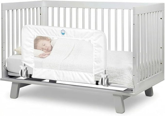 Salcod 33inch Universal Swing Down Crib Rail Guard, Convertible Crib Bed Rail for Toddlers, with Reinforced Wing Nut Safety System, Compatible with All Major Brand of Crib