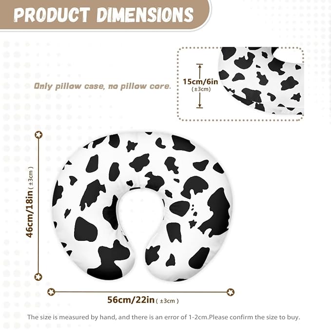 Black Cow Spots Nursing Pillowcase Washable Nursing Pillow Cover for Baby Girl Boy Breast Feeding Pillowcases Soft Newborn U-Shaped Breastfeeding Pillow Covers Cushion Cover