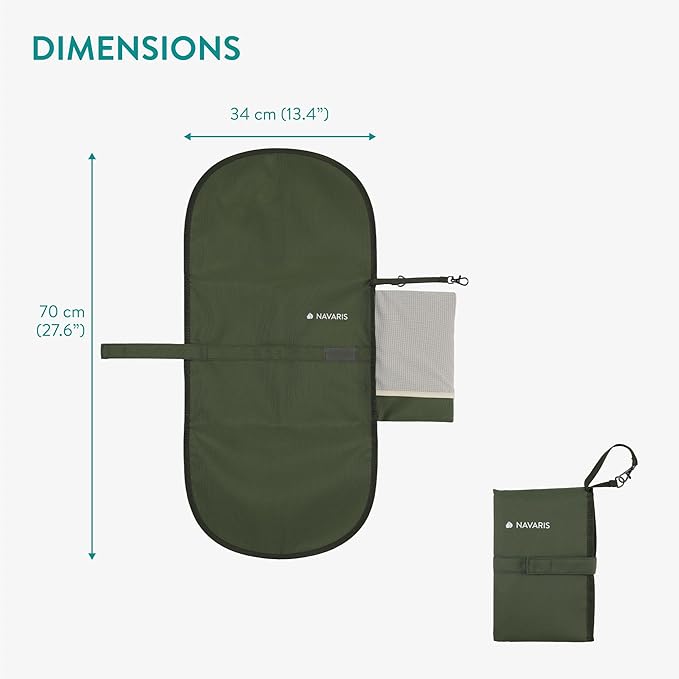 Navaris Baby Changing Mat Portable - Slim Lightweight & Foldable Baby Change Mat - Water Repellent Travel Changing Mat with Pockets - Folding Mat for Clean Diaper Changes - Olive
