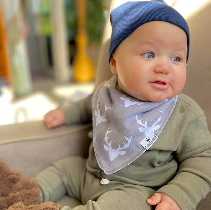 DiaperSquad's 100% Organic Cotton Baby Drool Bibs, Super Absorbent & Adjustable Baby Bibs for Drooling and Teething