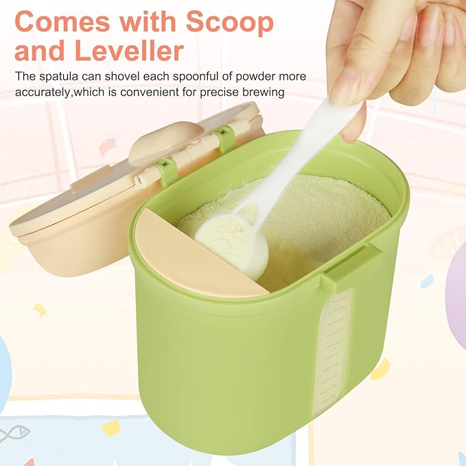 Accmor Baby Formula Dispense On The Go, Portable Milk Powder Formula Dispenser with Scoop,Formula Containers for Travel Hold 12.7oz/360g Formula, Green