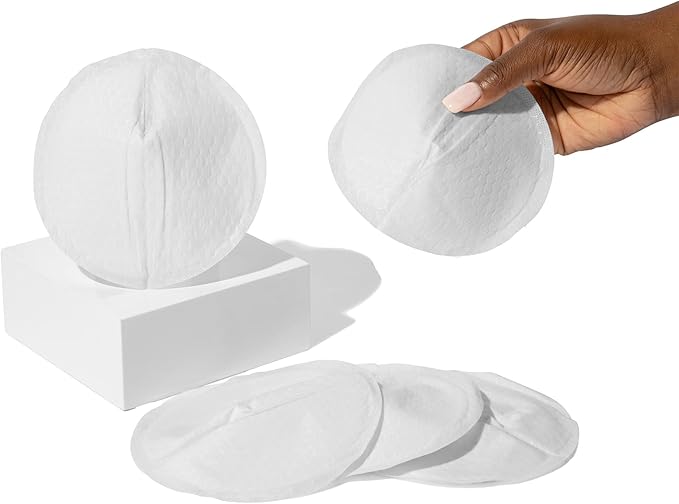 Motif Medical Disposable Nursing Pads for Women - Breathable Breast Milk Pads w/ Adhesive Strips - Individually Wrapped, Contoured Nursing Breast Pads - Nipple Covers for Breastfeeding (Pack of 60)