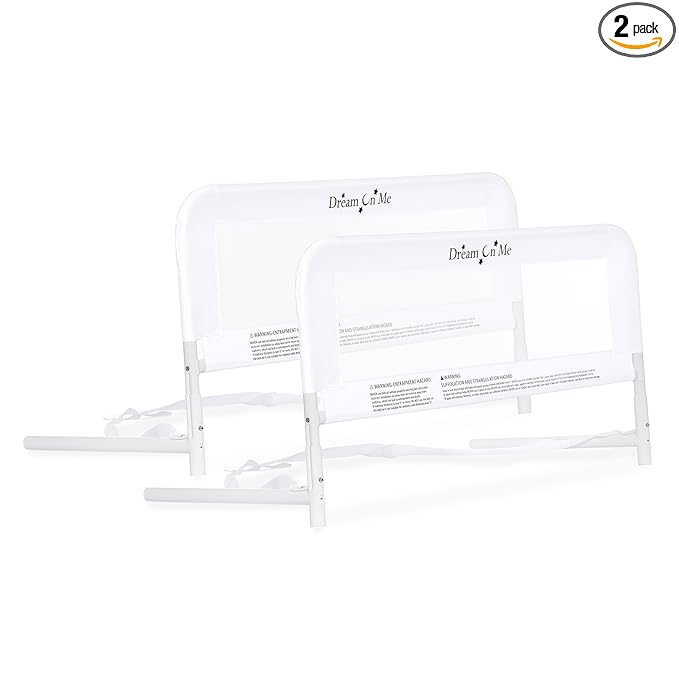 Dream On Me Lightweight Mesh Security Adjustable Bed Rail Double Pack with Breathable Mesh Fabric in White, 2 Count (Pack of 1)