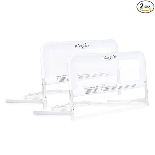 Dream On Me Lightweight Mesh Security Adjustable Bed Rail Double Pack with Breathable Mesh Fabric in White, 2 Count (Pack of 1)
