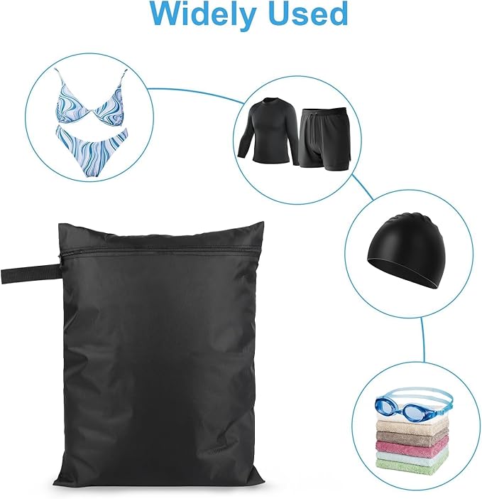 EEEKit 2PCS Wet Clothes Bag, Washable Waterproof Dry Dirty Clothes Bag, Travel Wet Dry Bags with Handle & Zippered, for Swim Gym Yoga Beach, 12x16 in