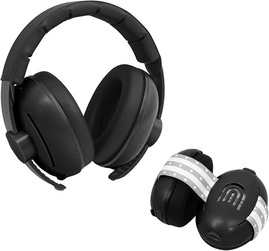 2-in-1 Adjustable Baby & Toddler Noise Cancelling Headphones - Ear Muffs for Kids 1-3 for Airplane Travel