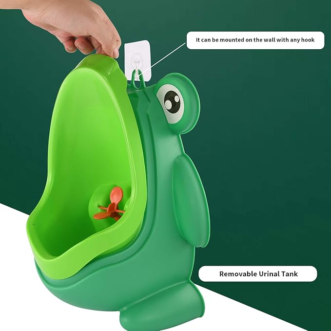 Cute Frog Standing Potty Training Urinal for Boys Toilet with Funny Aiming Target - Blackish Green