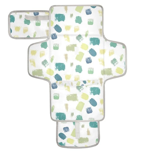 Portable Diaper Changing Pad Travel Baby Changing Mat Waterproof Diaper Changing Mat Foldable Lightweight Baby Changer with Built-in Pillow Dotty Green