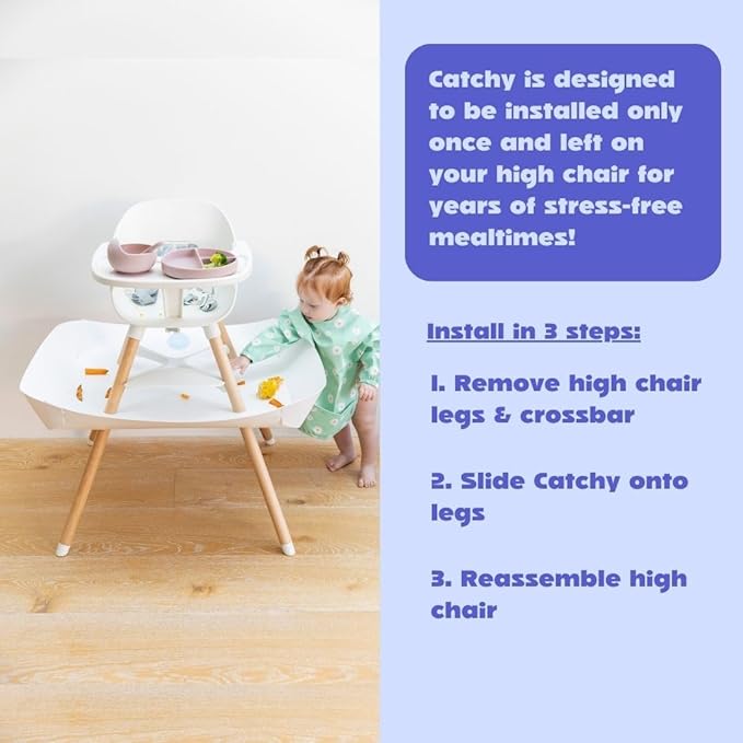 CATCHY - Food Catcher - Compatible with Lalo The Chair High Chair + 12 Other High Chairs - Highchair Sold Separately - Baby & Toddler Food & Mess Catcher - Under High Chair Accessory