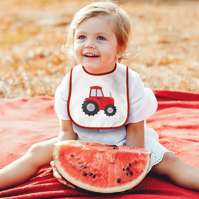Toddler & Baby Bibs Burp Cloths Others Red Tractor 2 Cotton Baby Items for Baby Girl & Boy White Red Design Only