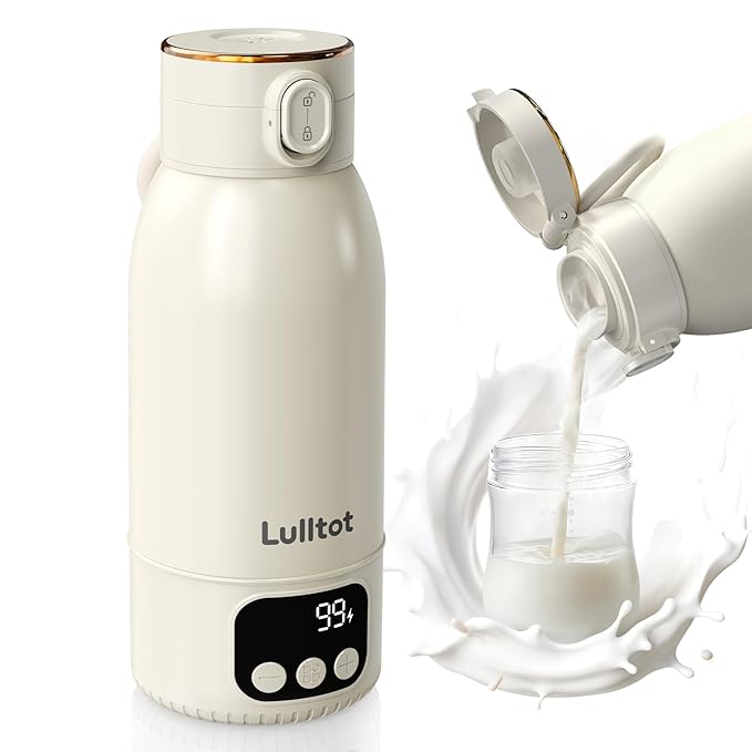 Portable Bottle Warmer for Travel Fast Baby Milk Warmer On-the-Go Breastmilk Warmer for Formula & Water, Newborn Essential Gift, 316L Stainless Steel Long Battery Life 17oz Large Capacity