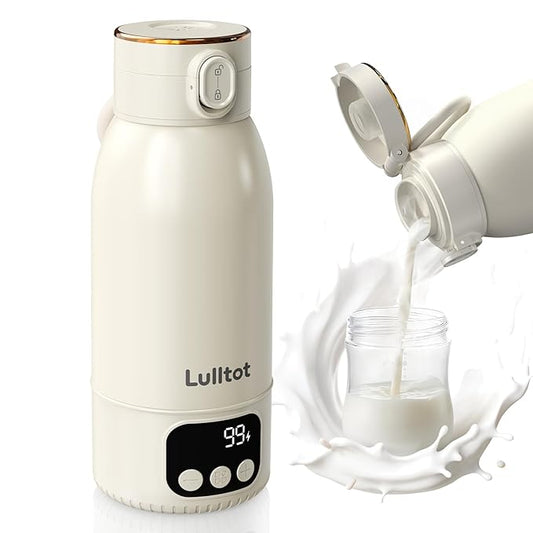 Portable Bottle Warmer for Travel Fast Baby Milk Warmer On-the-Go Breastmilk Warmer for Formula & Water, Newborn Essential Gift, 316L Stainless Steel Long Battery Life 17oz Large Capacity