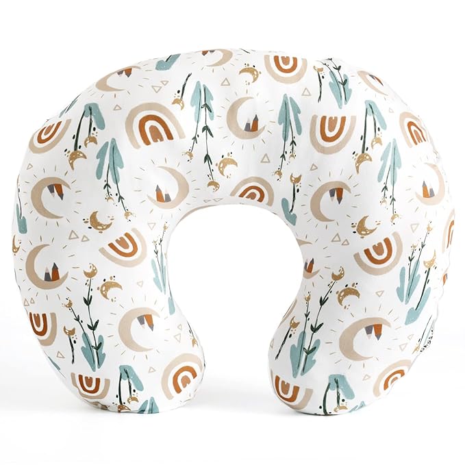 GRSSDER Nursing Pillow Cover Stretchy Minky Removable Nursing Covers for Breastfeeding Pillows, Ultra Soft Comfortable Slipcover for Boy and Girls, Cute Rainbow Pattern