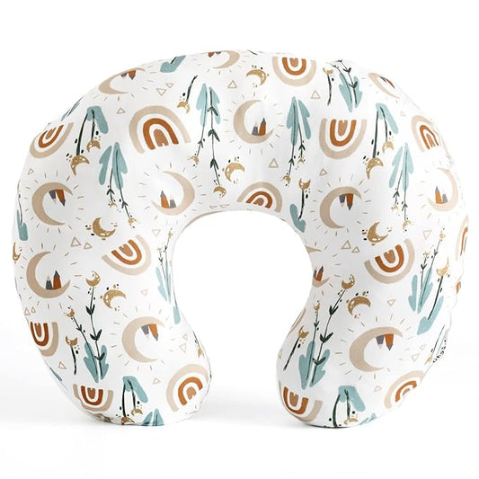 GRSSDER Nursing Pillow Cover Stretchy Minky Removable Nursing Covers for Breastfeeding Pillows, Ultra Soft Comfortable Slipcover for Boy and Girls, Cute Rainbow Pattern