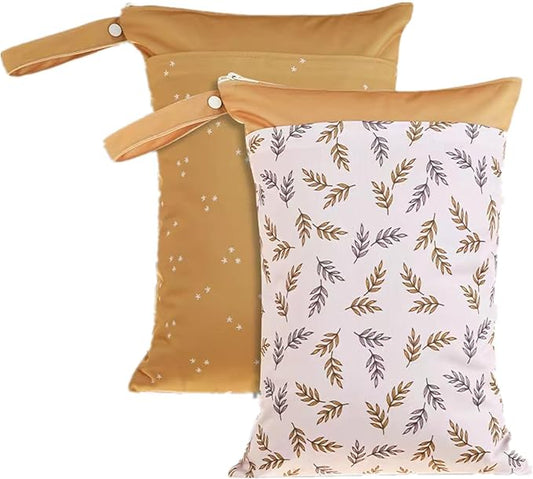 Wet Dry Bags with Two Zippered Pockets and Handle, Reusable Storage Bag for Breast Pump Parts & Baby Items, Waterproof Diaper Bags, Yoga Gym Bag for Swimsuits or Wet Clothes-2pcs, 11.8*15.75"