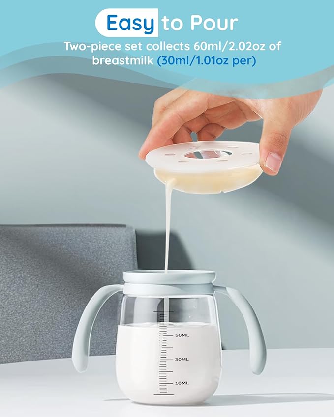 Lilian&Gema Milk Collector Catcher for Breastmilk - 2 Pcs Silicone Breast Pad Nursing Cup Milk Saver for Nursing Moms, Protect Sore Nipples, Extra-Soft and Reusable for Breastfeeding Beige