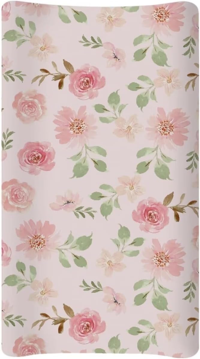 Rose Changing Table Cover Lightweight Table Sheets Breathable Changing Pad Cover Infant/Toddler Stretchy Waterproof Diaper Changing Cover