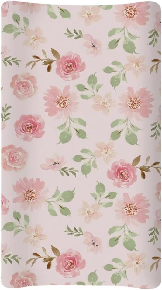 Rose Changing Table Cover Lightweight Table Sheets Breathable Changing Pad Cover Infant/Toddler Stretchy Waterproof Diaper Changing Cover